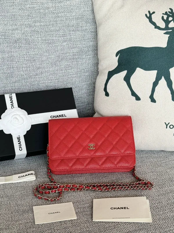 Chanel Red Quilted Wallet on Chain image 1