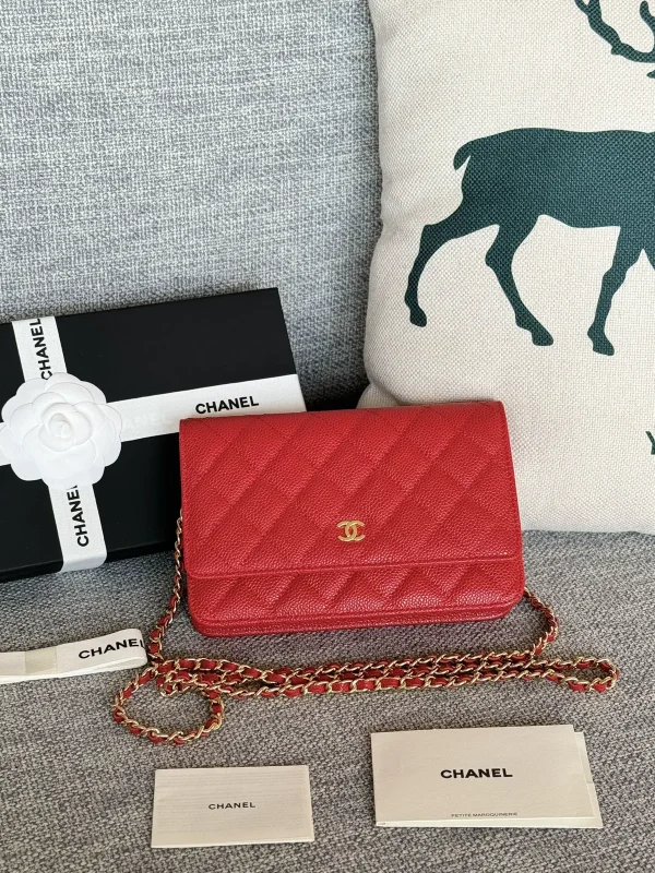 Chanel Red Quilted Wallet on Chain image 1