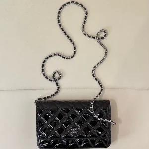Chanel Black Quilted Chain Wallet image 1
