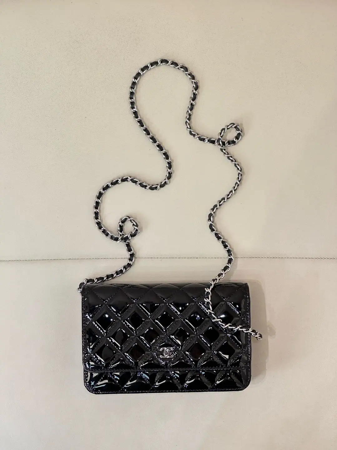 Chanel Black Quilted Chain Wallet image 1