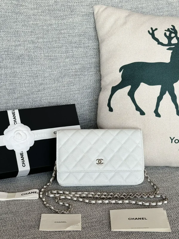 Chanel White Quilted Wallet on Chain image 1