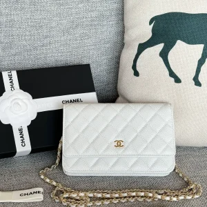 Chanel White Quilted Wallet on Chain image 1