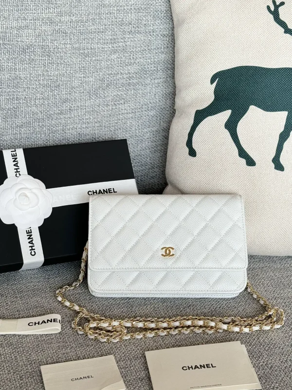 Chanel White Quilted Wallet on Chain image 1