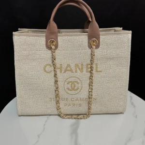 Chanel Beige Tote Bag with Gold Hardware image 1