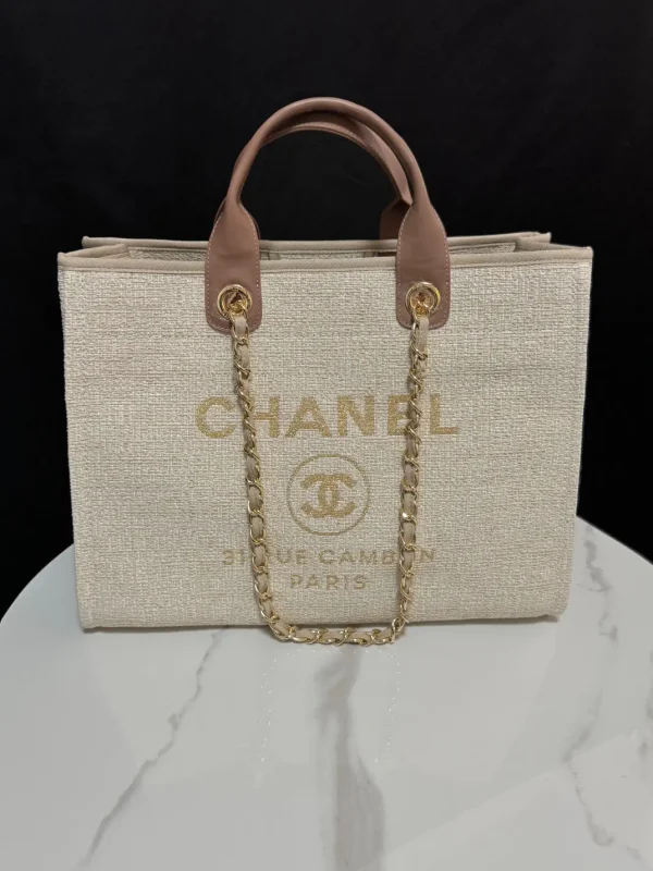 Chanel Beige Tote Bag with Gold Hardware image 1