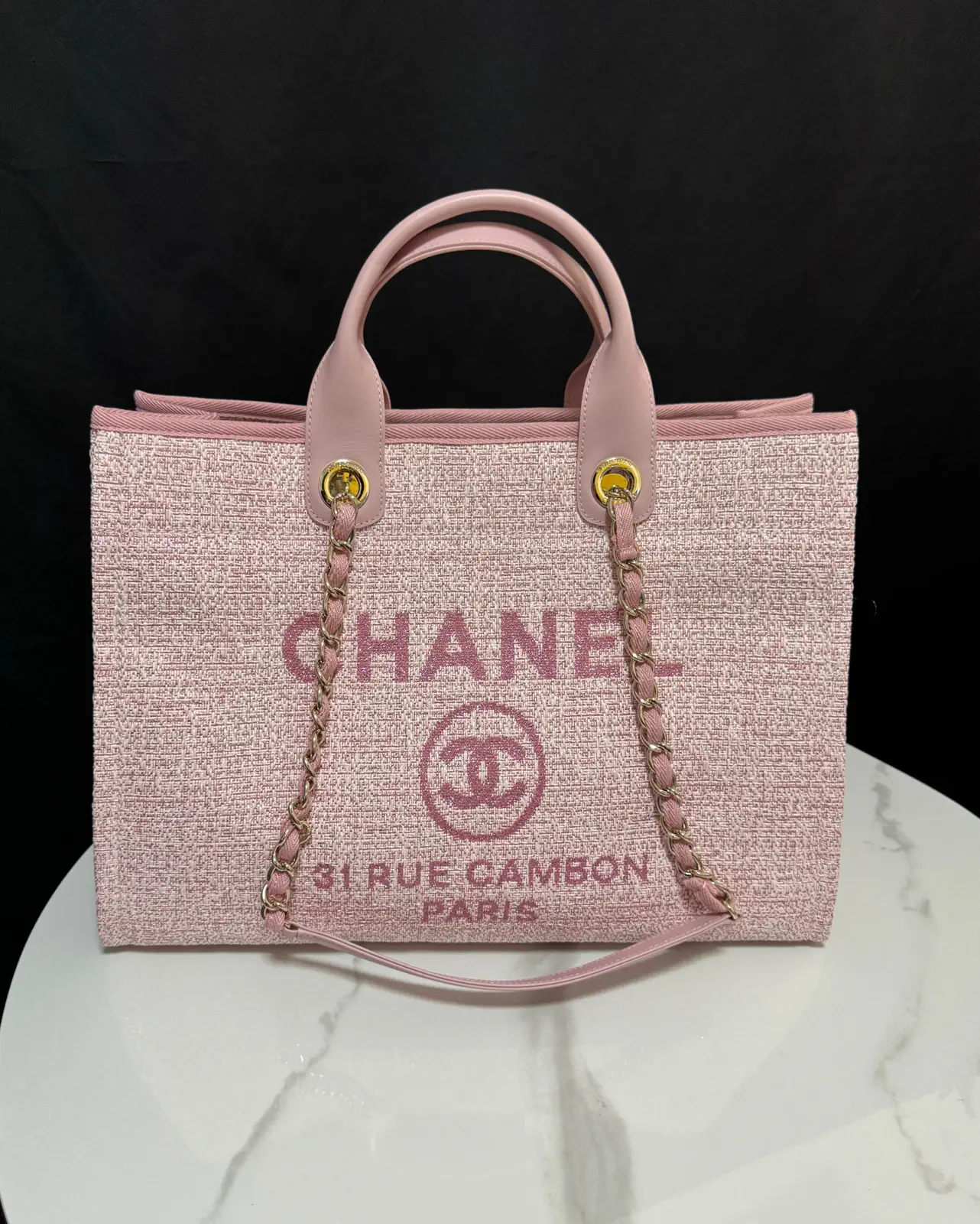 Chanel Pink Tote Bag with 31 Rue Cambon Paris Logo image 1