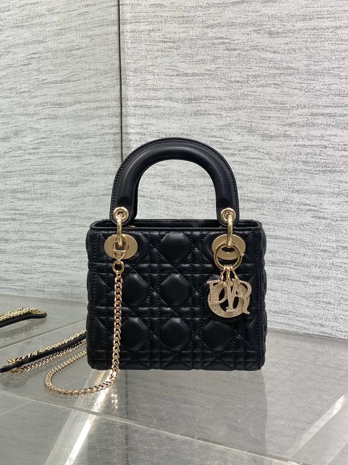 Dior Quilted Top Handle Bag with Chain Strap image 1