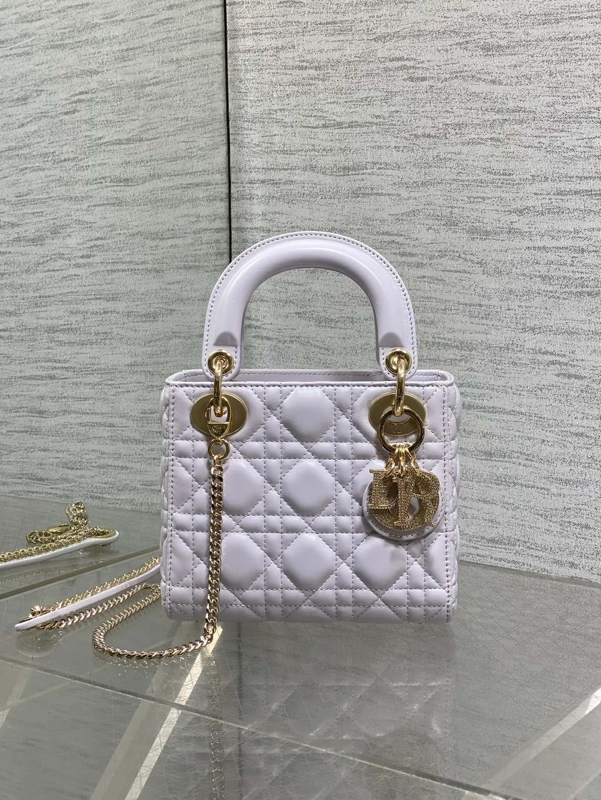 Dior Quilted Top Handle Bag with Crystal Buckle image 1