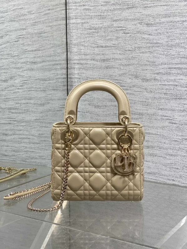 Dior Quilted Top Handle Bag with Crystal Charm image 1
