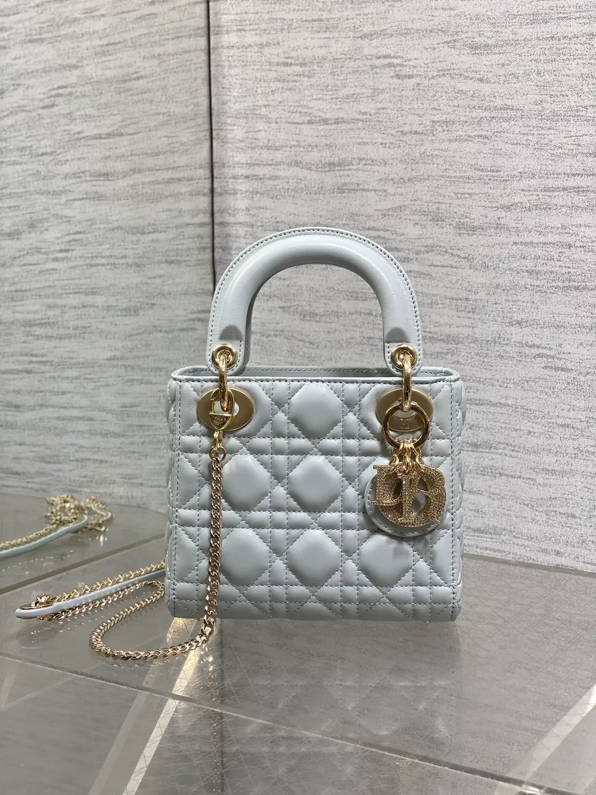 Dior Quilted Top Handle Bag with Chain Strap image 1