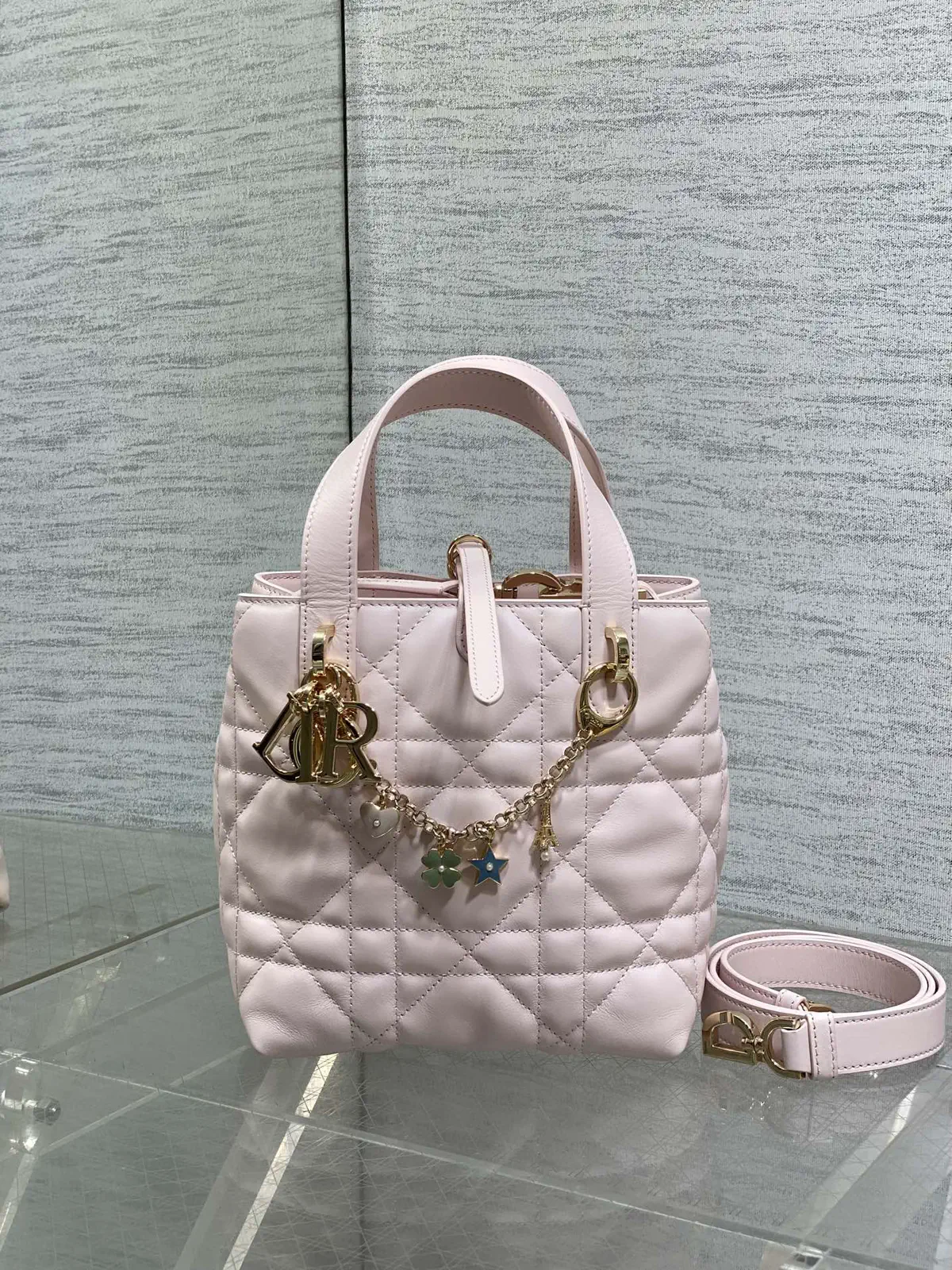 Dior Pink Quilted Top Handle Bag image 1