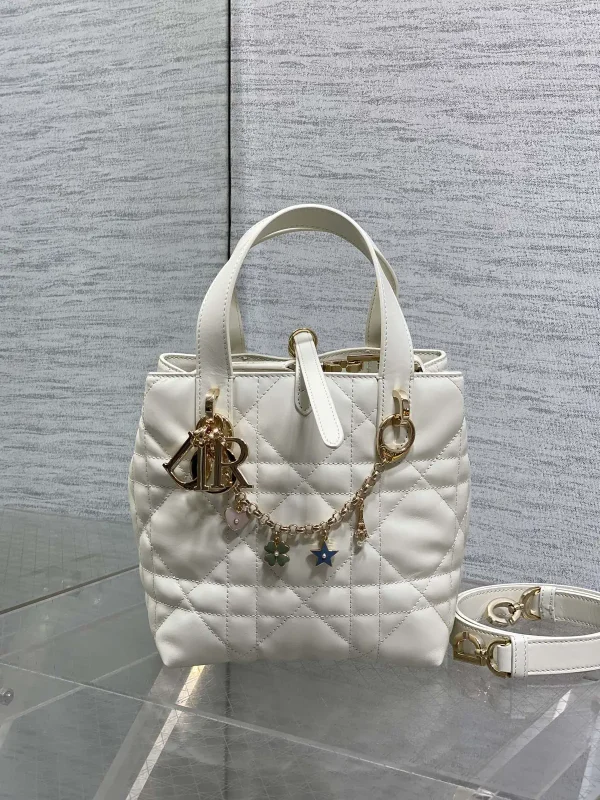Dior White Quilted Top Handle Bag image 1