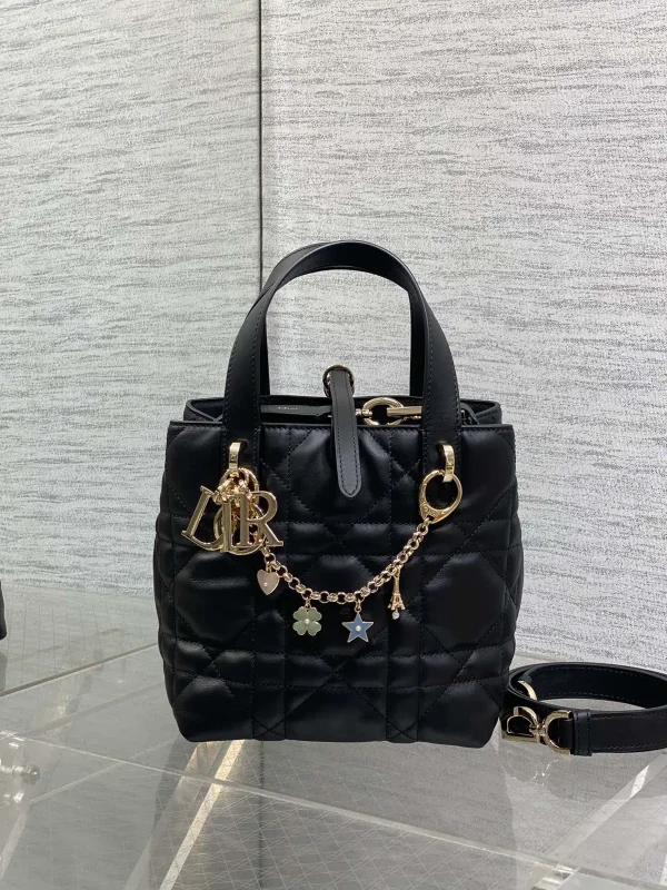 Dior Quilted Top Handle Bag with Charm Chain image 1