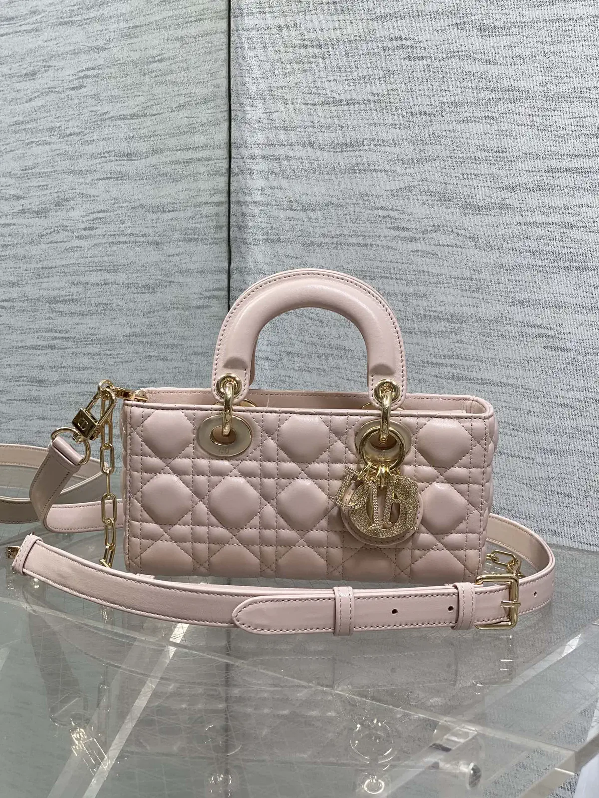 Dior Quilted Top Handle Bag with Diamond Buckle Hardware image 1