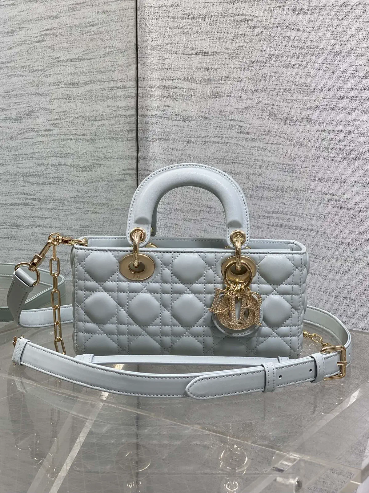 Dior Quilted Top Handle Bag with Diamond Buckle Hardware image 1