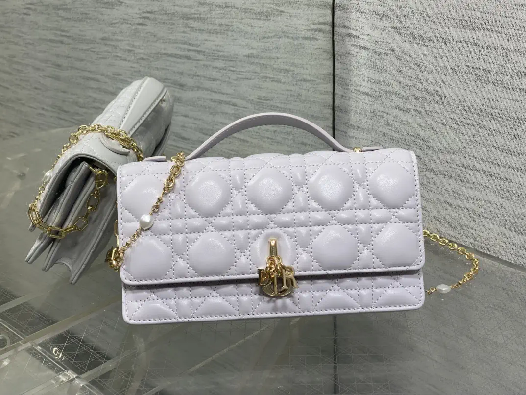 Dior Quilted Pearl Chain Clutch Bag image 1