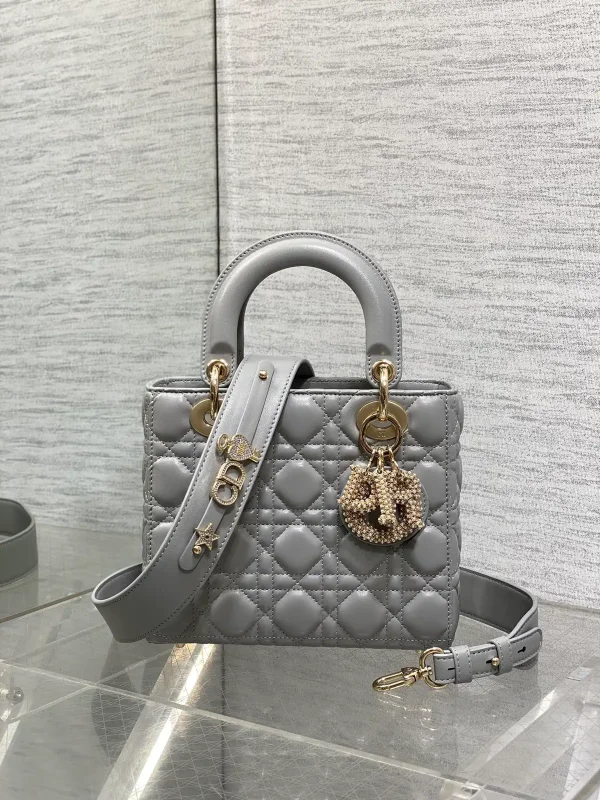 Dior Quilted Top Handle Bag with Pearl Charm image 1