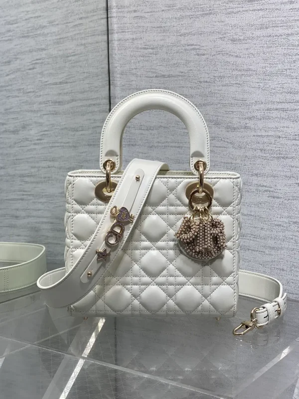 Dior White Quilted Top Handle Bag image 1