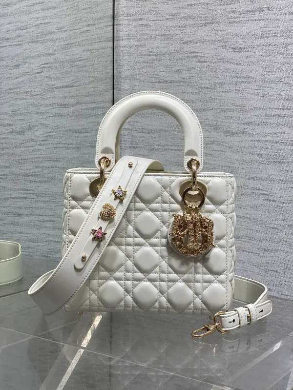 Dior White Quilted Top Handle Bag image 1