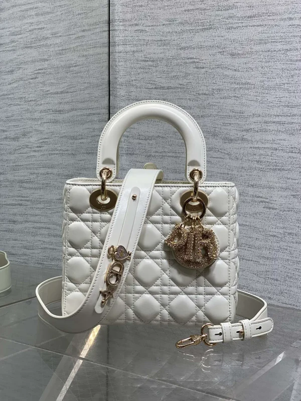 Dior White Quilted Top Handle Bag image 1