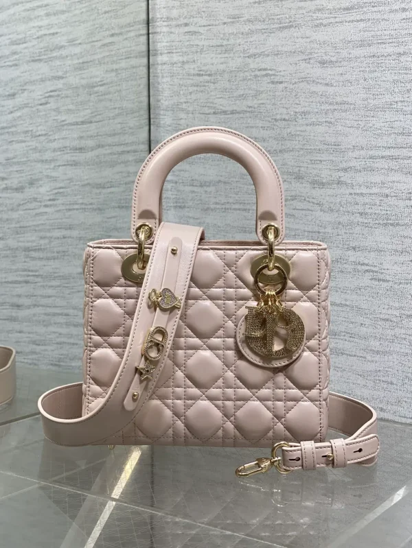 Dior Quilted Top Handle Bag with Crystal Charms image 1