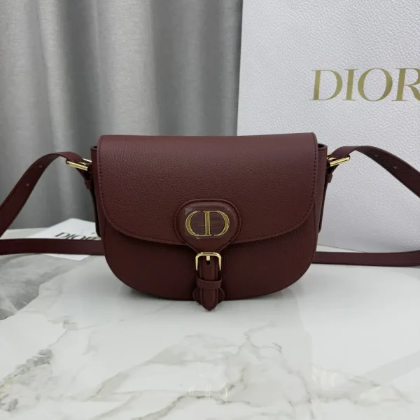 Dior Bobby Burgundy Grained Leather Crossbody Bag image 1