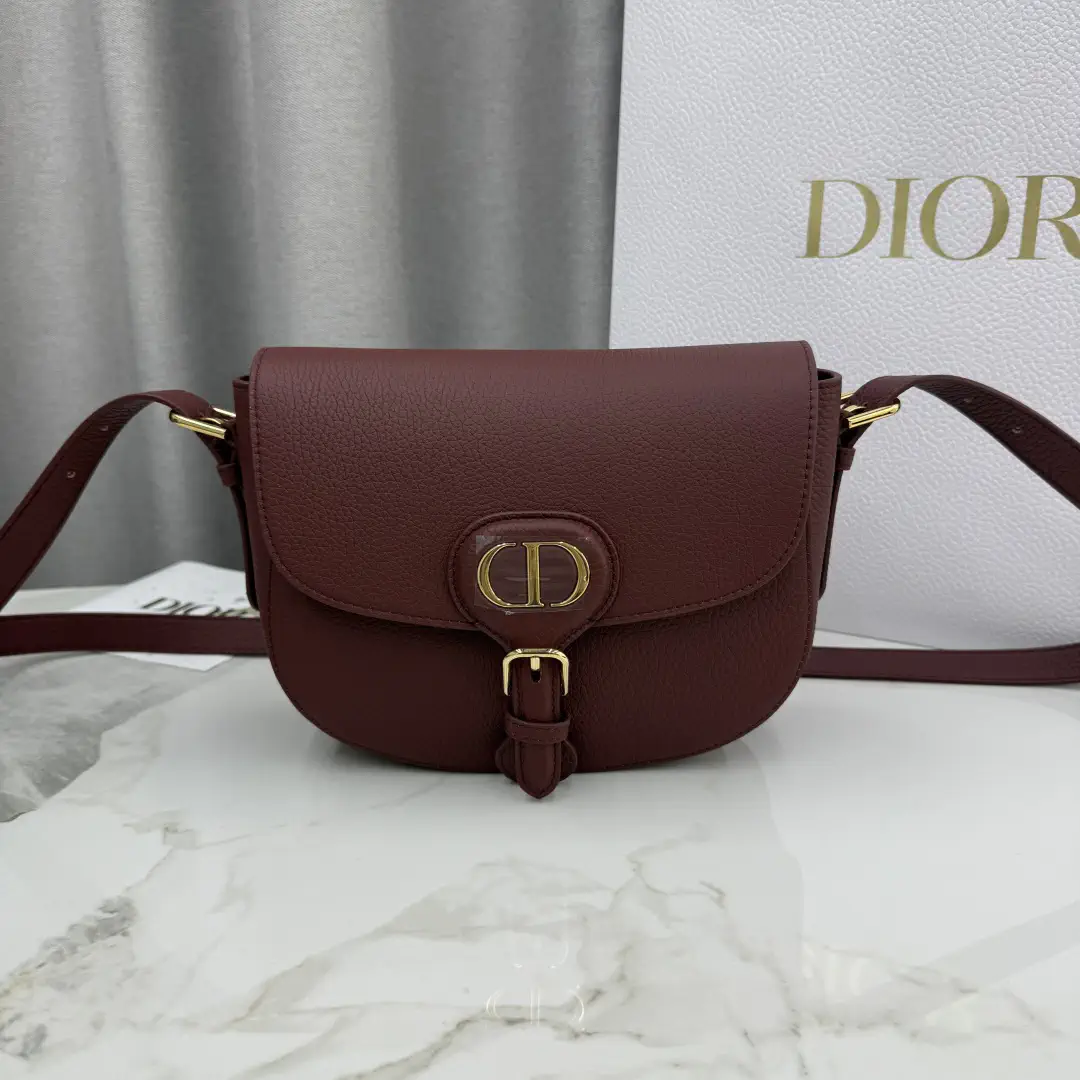 Dior Bobby Burgundy Grained Leather Crossbody Bag image 1