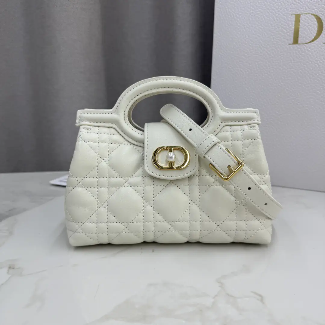 Dior White Quilted Top Handle Bag image 1