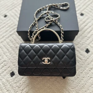 Chanel Black Quilted Top Handle Bag image 1