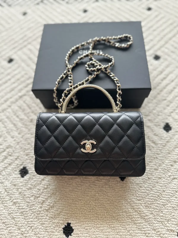 Chanel Black Quilted Top Handle Bag image 1
