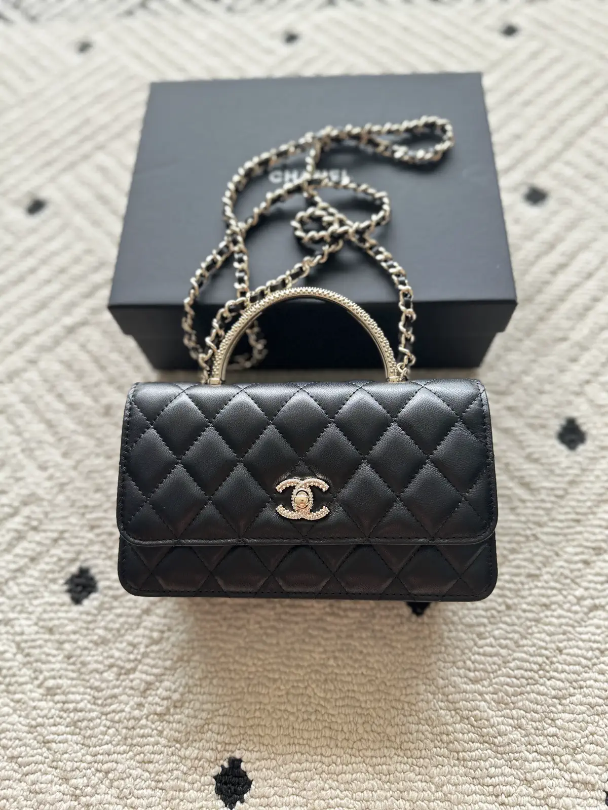 Chanel Black Quilted Top Handle Bag image 1