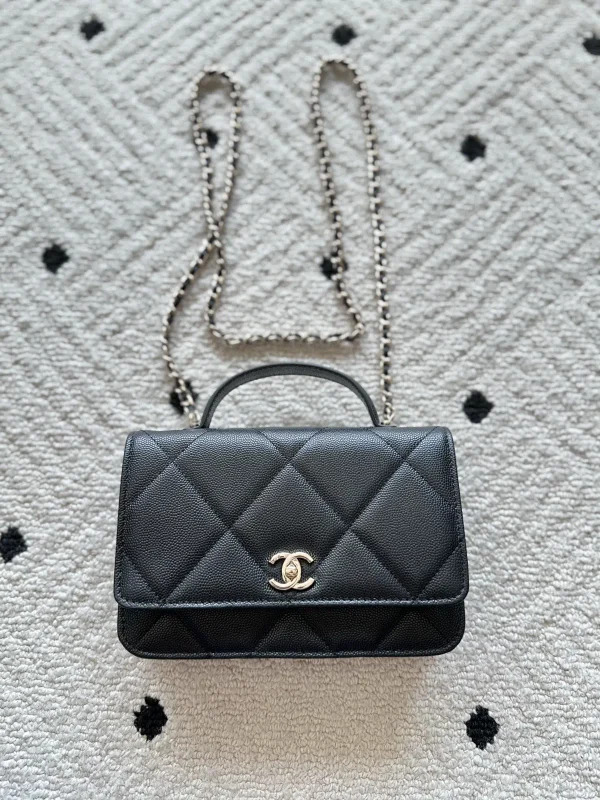 Chanel Black Quilted Top Handle Bag image 1