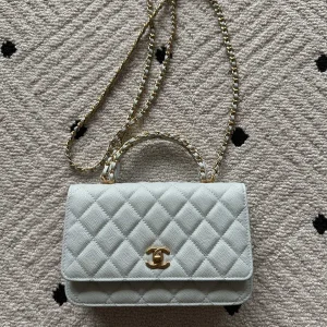 Chanel Light Blue Quilted Top Handle Bag image 1