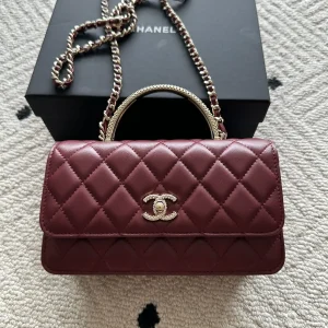Chanel Burgundy Quilted Top Handle Bag image 1