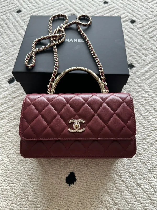 Chanel Burgundy Quilted Top Handle Bag image 1