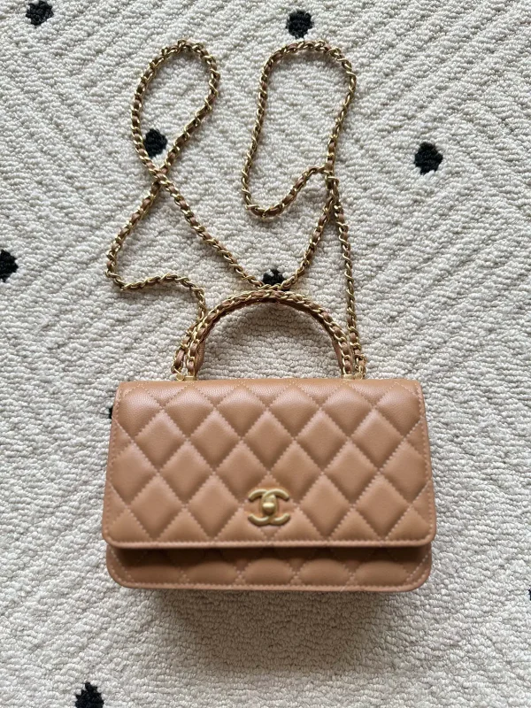 Chanel Quilted Top Handle Bag with Chain Strap image 1