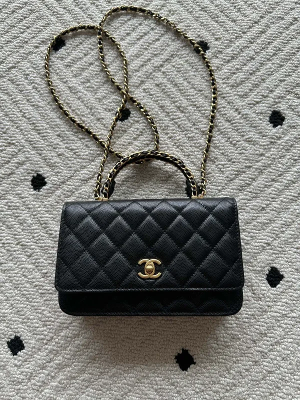 Chanel Black Quilted Top Handle Bag image 1