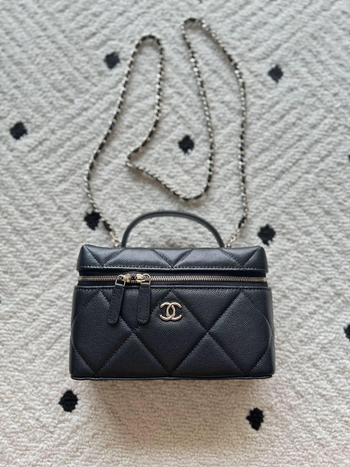 Chanel Black Quilted Top Handle Bag with Chain Strap image 1