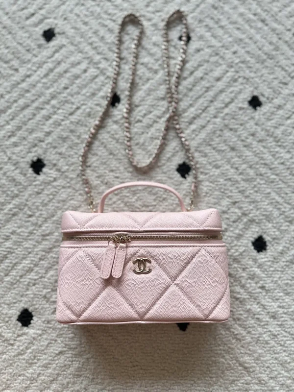 Chanel Pink Quilted Vanity Bag with Chain Strap image 1