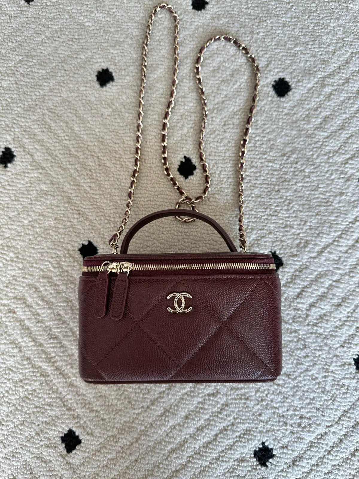 Chanel Burgundy Quilted Vanity Bag with Chain Strap image 1