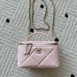 Chanel Light Pink Quilted Vanity Bag with Chain Strap image 1