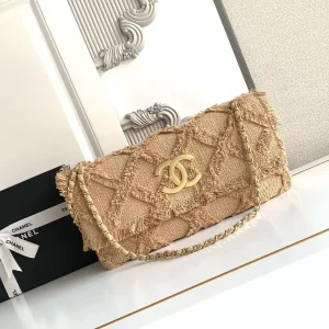 Chanel Beige Woven Shoulder Bag image 1