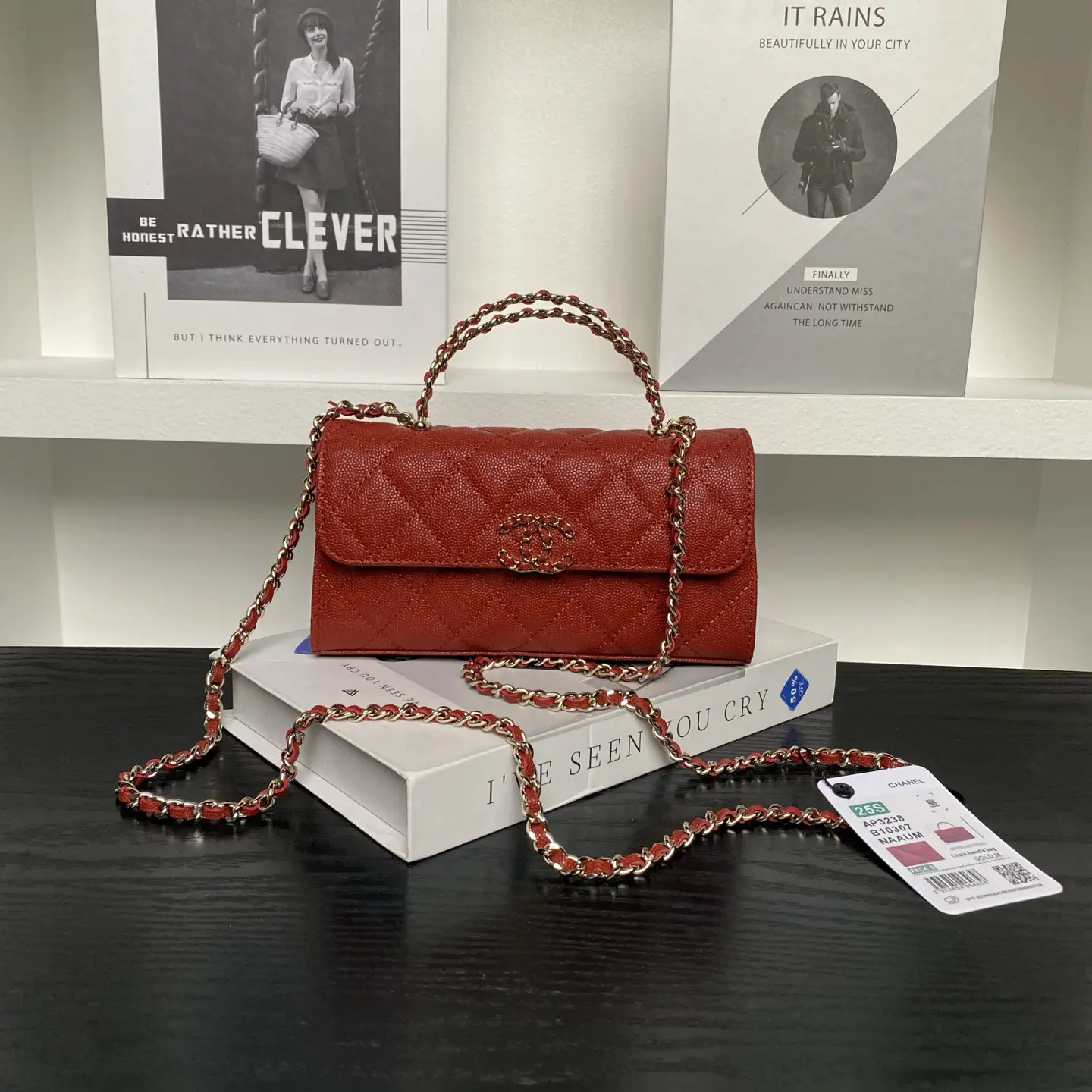 Chanel Quilted Top Handle Bag with Chain Strap image 1