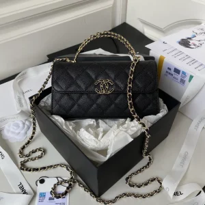 Chanel Black Quilted Long Handle Bag with Chain Strap image 1