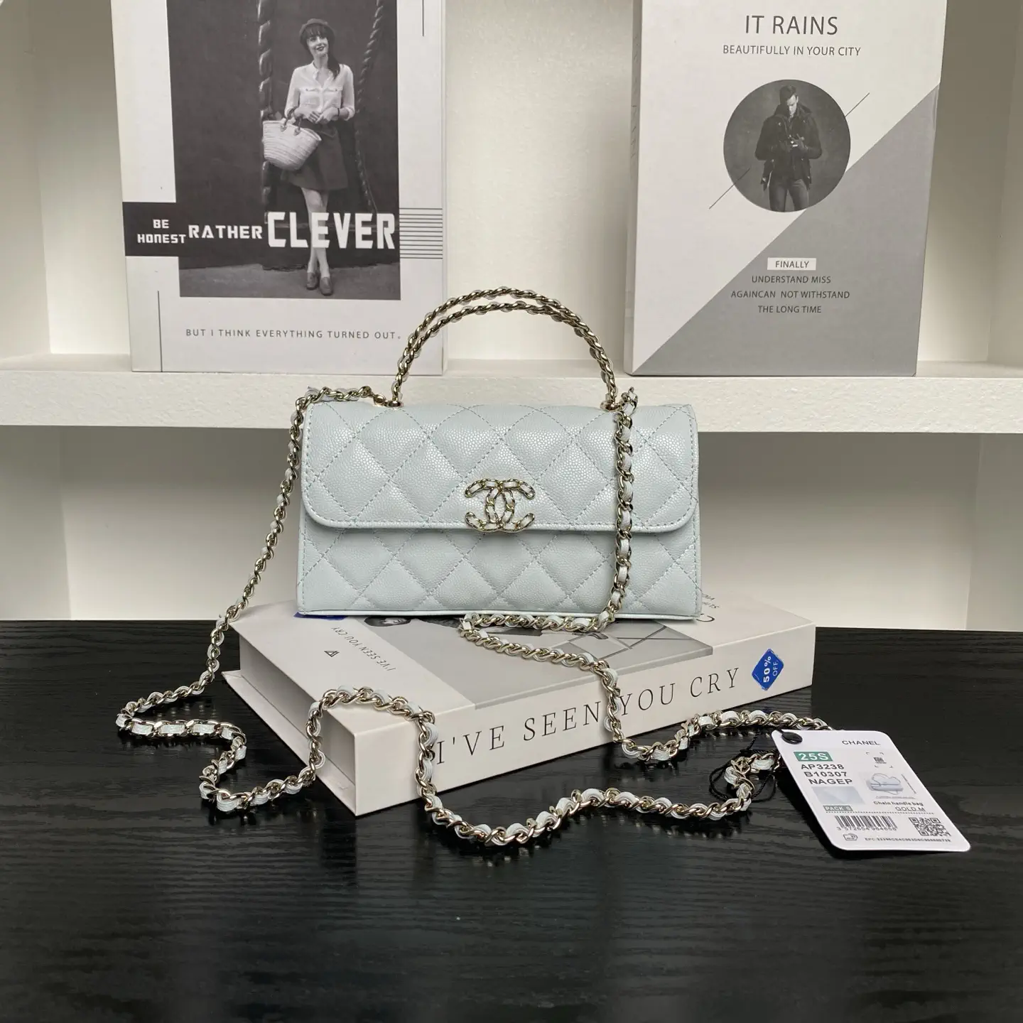 Chanel Quilted Top Handle Bag with Chain Strap image 1