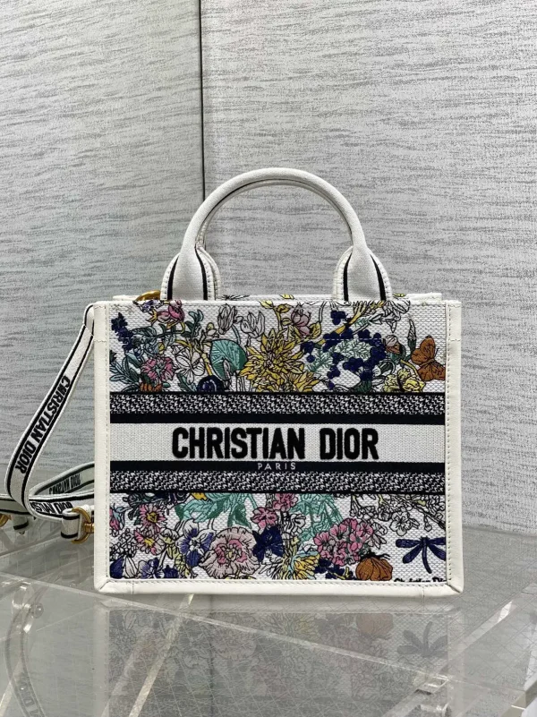 Dior Floral Embroidered Tote Bag image 1
