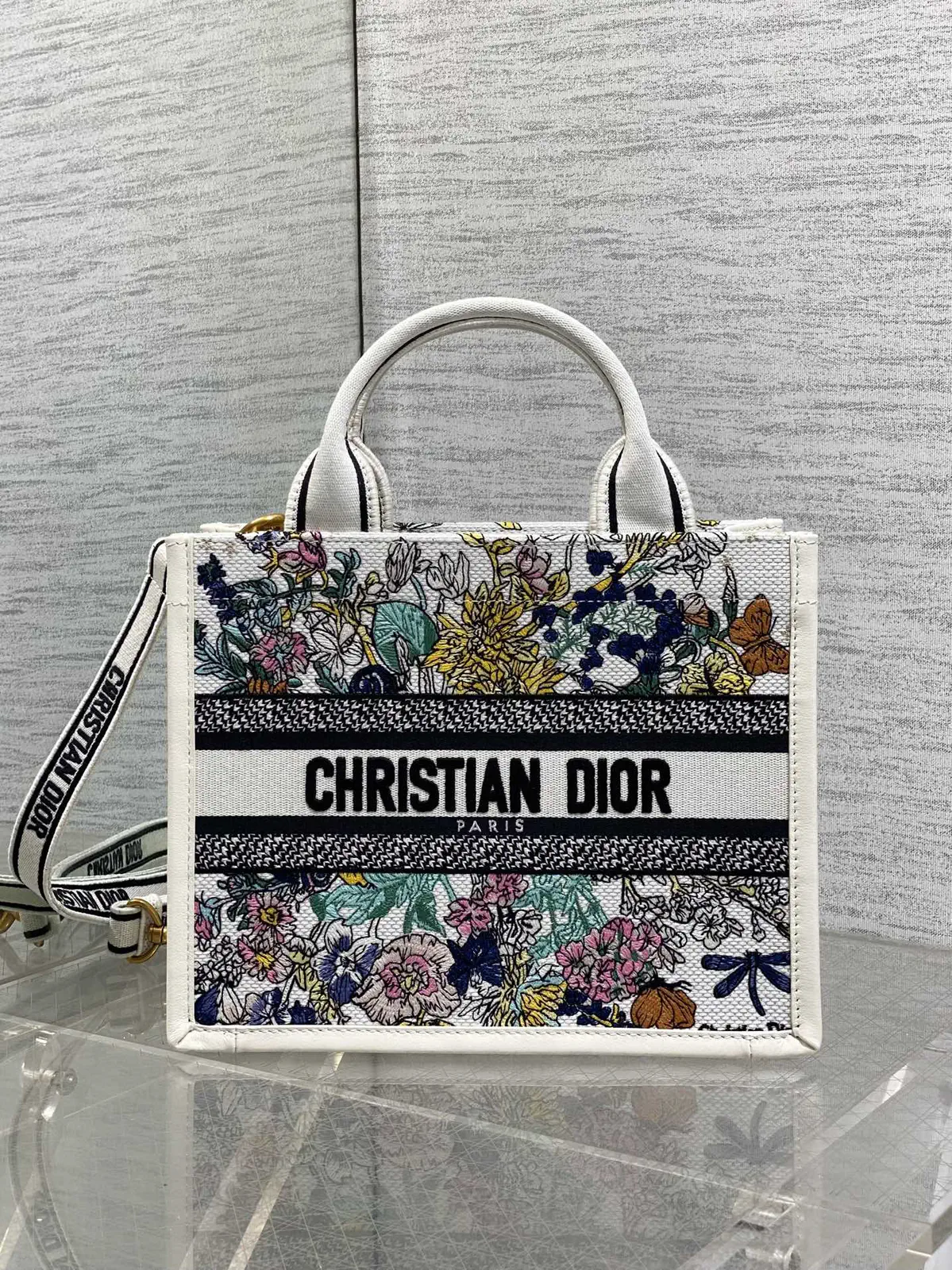 Dior Floral Embroidered Tote Bag image 1