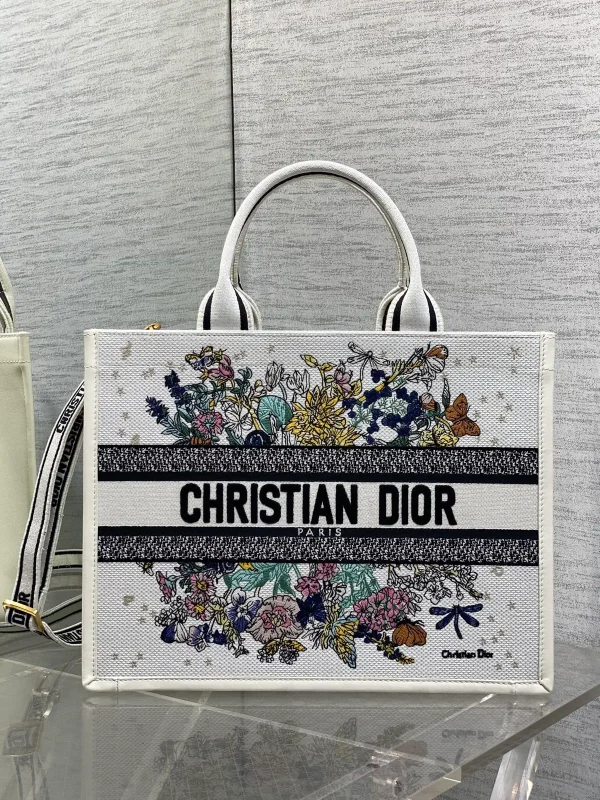 Dior Floral Embroidered Tote Bag image 1
