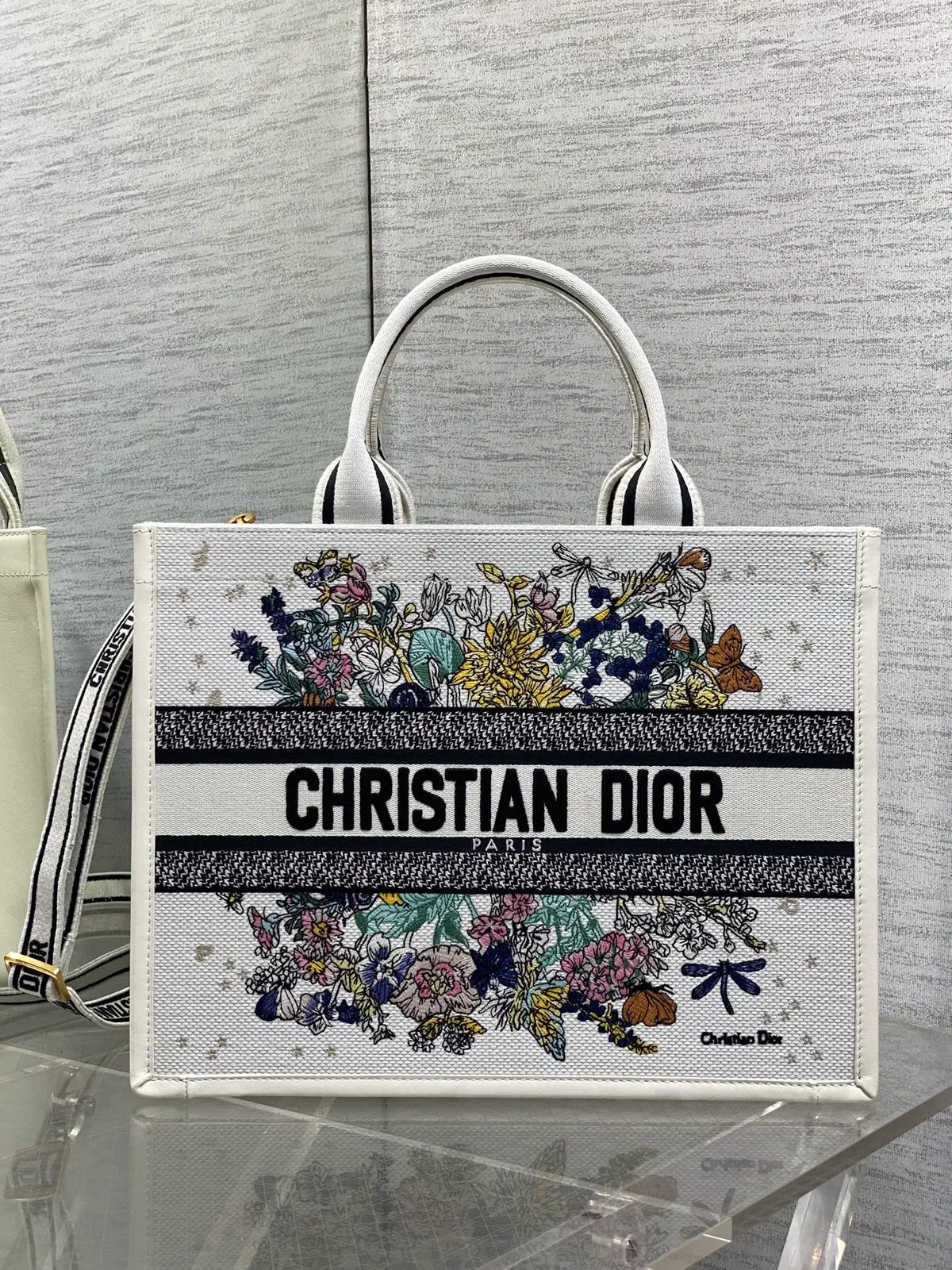 Dior Floral Embroidered Tote Bag image 1