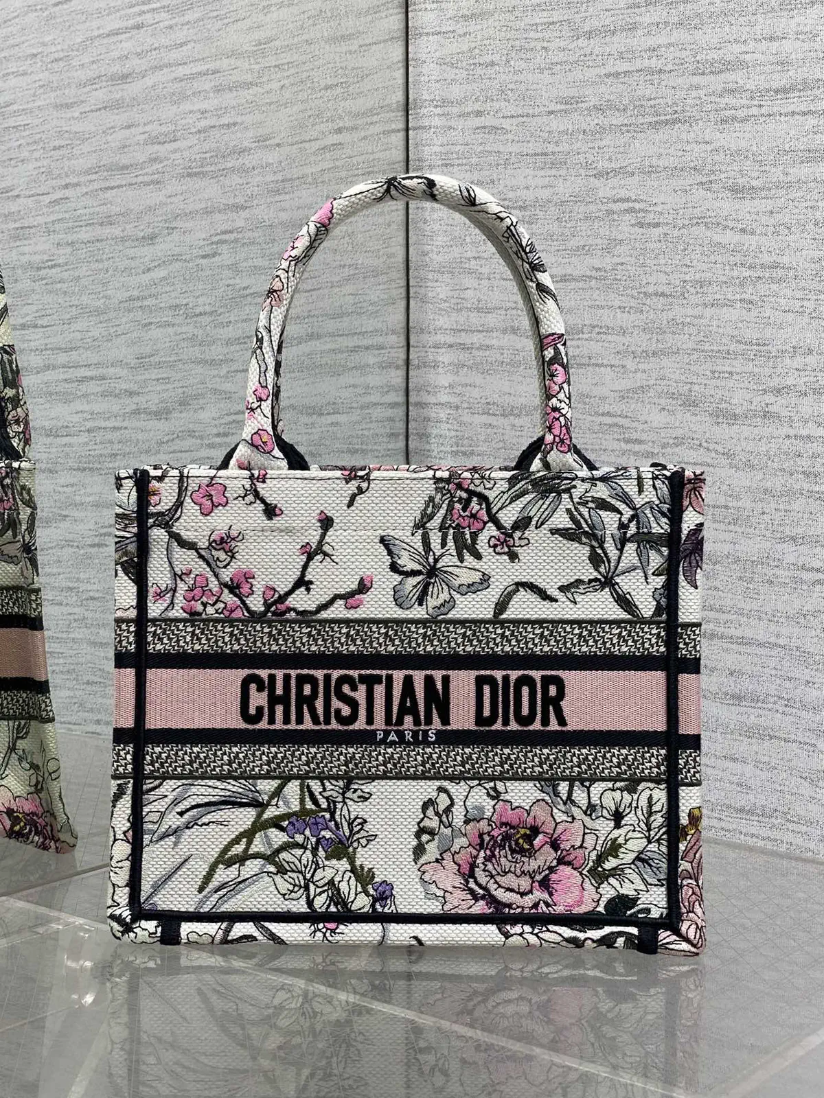 Dior Floral Embroidered Tote Bag image 1